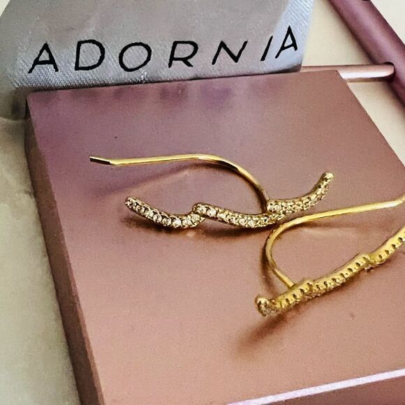 ADORNIA Swarovski Crystal Climber Earrings,‎ Diamonds, Gold, NWT - Picture 5 of 11